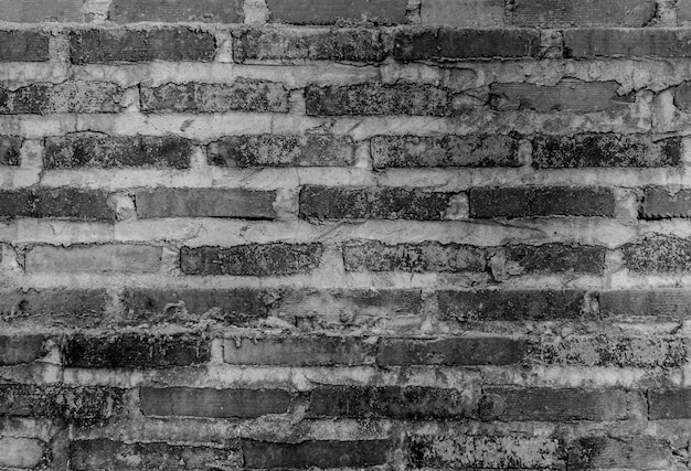 Vieux mur de brique noir et blanc