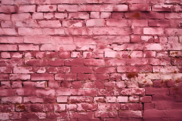 Un vieux mur de briques roses fissurées avec de la peinture minable