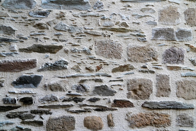 Vieux mur de pierre ancien fond rustique restauré plusieurs nuances de gris