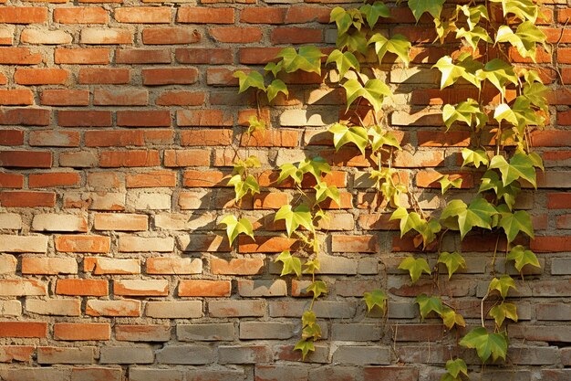 Vieux murs de briques avec des ombres de feuilles