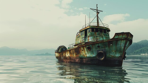 Vieux navire rouillé abandonné bateau abandonné