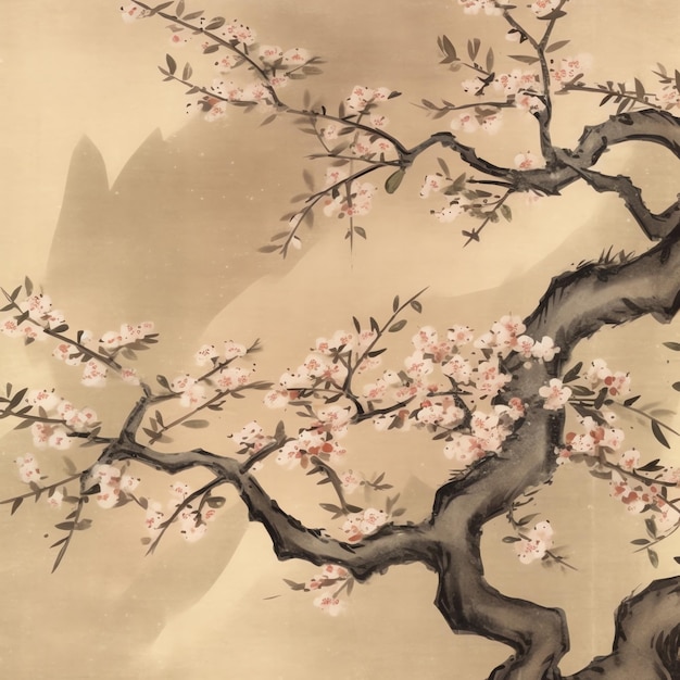 Le vieux papier de l'arbre de Sakura, le papier numérique vintage.