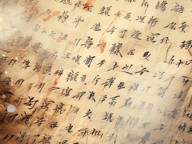 Vieux papier avec des caractères d'écriture chinois