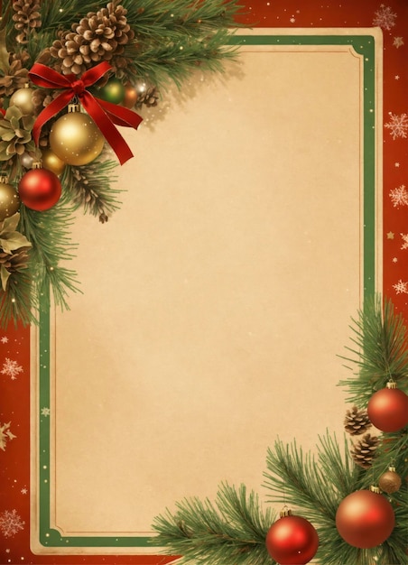 Vieux papier de lettre rétro vintage avec des vibrations de Noël à la bordure