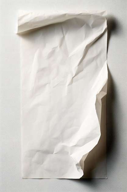 Vieux papier vide ridé sur fond blanc