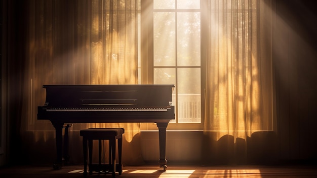 Photo le vieux piano sur un fond sombre avec une belle lumière