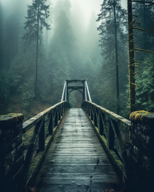 Vieux pont dans une zone forestière