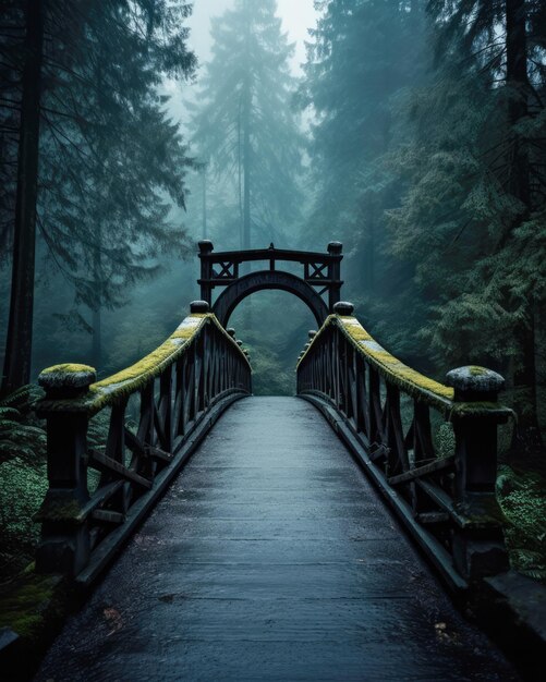 Vieux pont dans une zone forestière