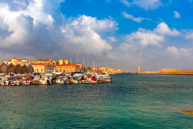 Vieux port le matin, Chania, Crète, Grèce