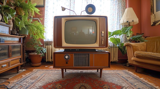 Un vieux rétro TV face dans le grain et le style nostalgique