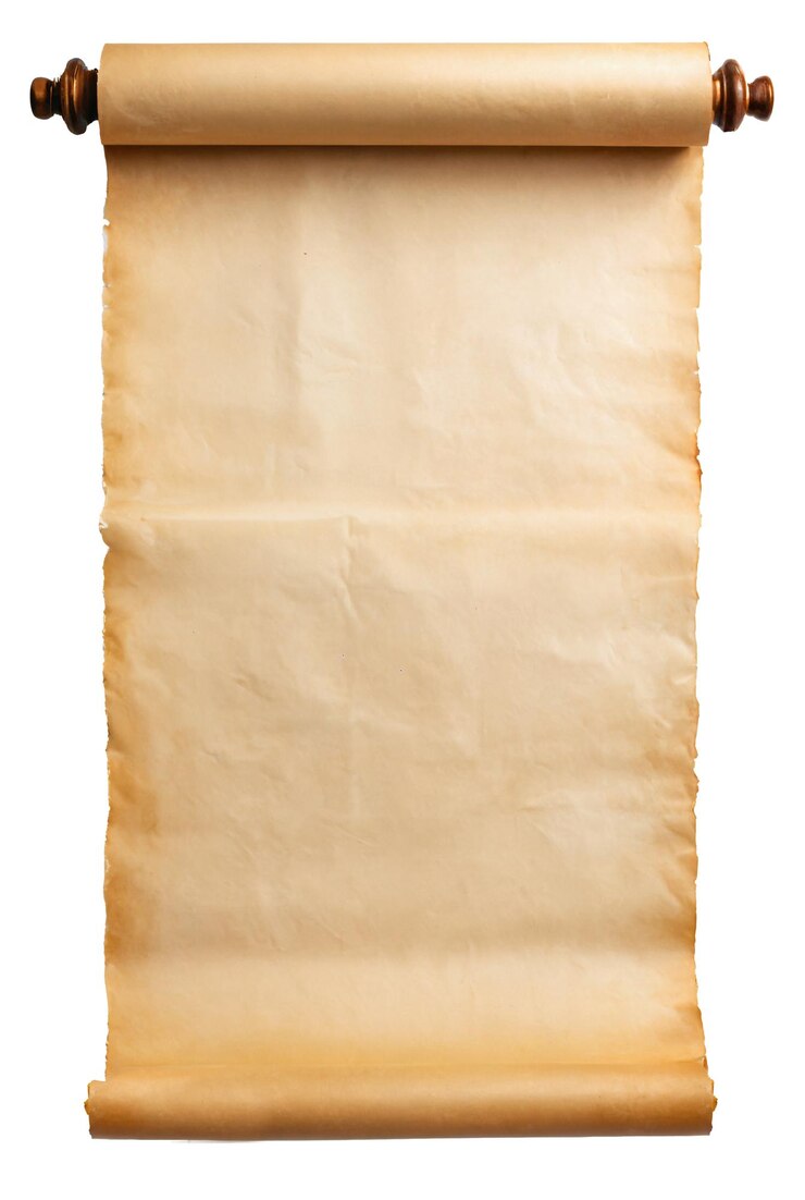 Photo vieux rouleau de feuille de papier isolé sur un fond isolé