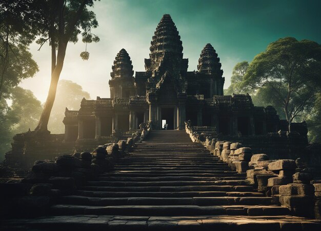 Un vieux temple de l'horreur du Cambodge