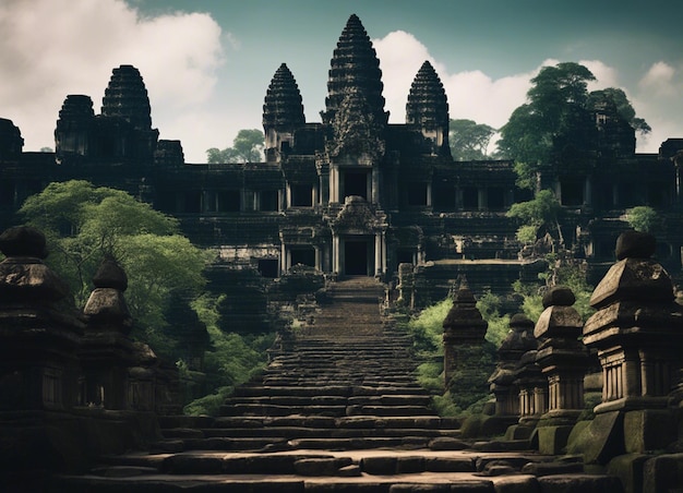 Un vieux temple de l'horreur du Cambodge