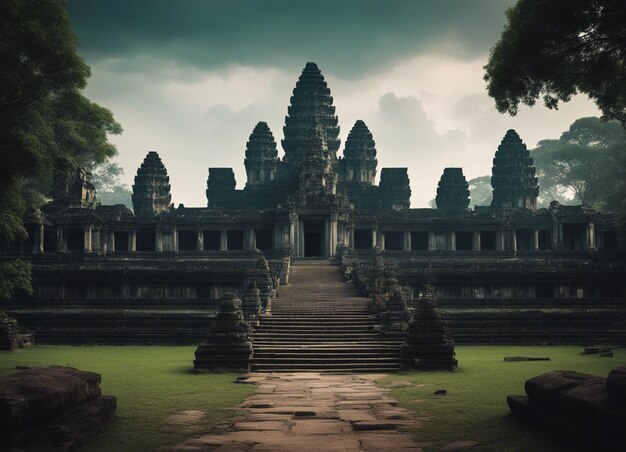 Photo un vieux temple de l'horreur du cambodge