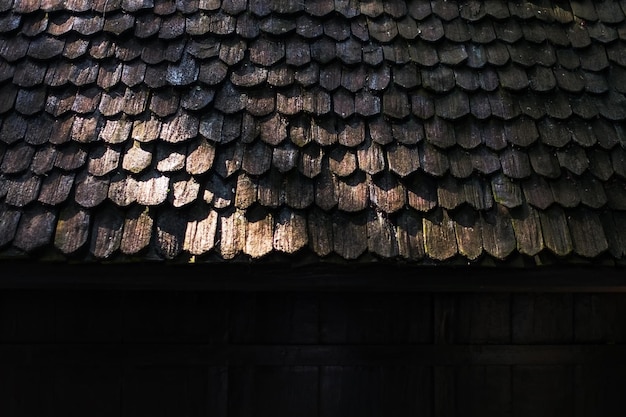Vieux toit de tuiles en bois en Thaïlande