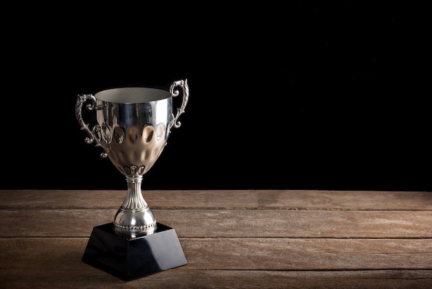 Vieux trophée sur vieux bois avec espace de fond sombre d&#39;art