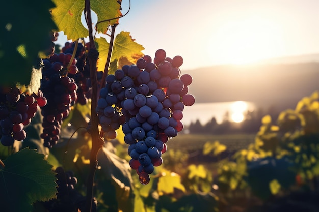 Vigne avec des grappes de raisins