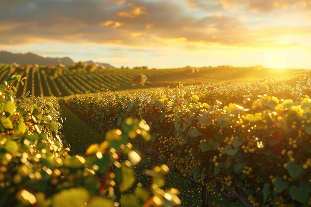 Une vigne pittoresque baignée dans la lumière dorée du soleil