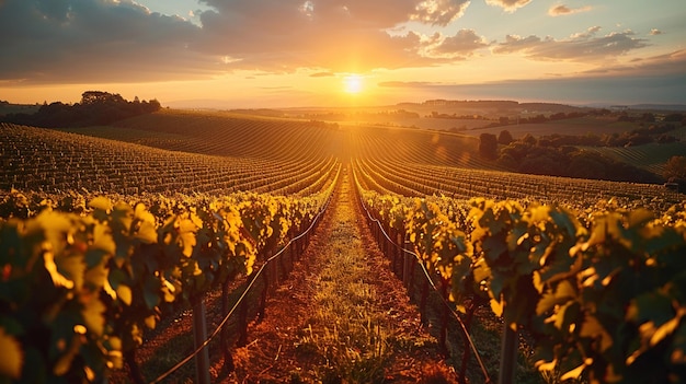 Photo une vigne pittoresque baignée d'or