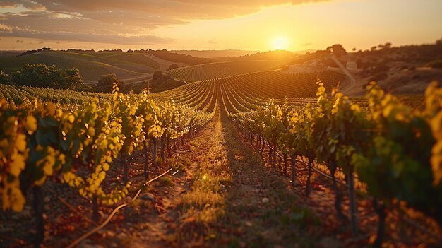 Photo une vigne pittoresque baignée d'or