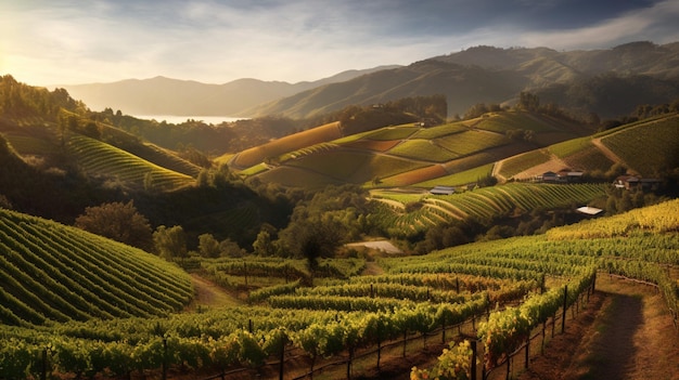 Une vigne pittoresque sur une colline