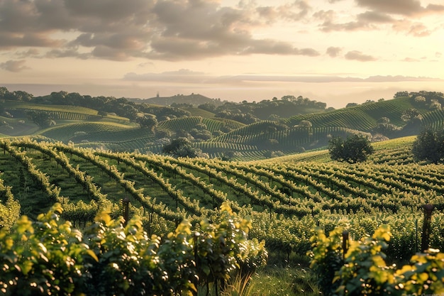 Une vigne pittoresque avec des collines vallonnées