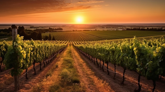 Photo vigne avec des rangées de vignes en arrière-plan et