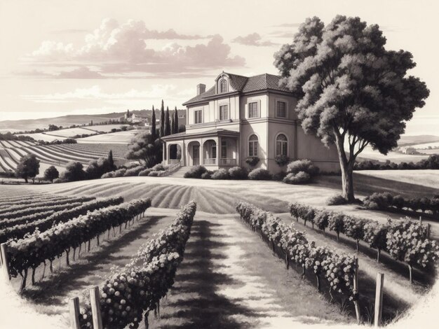 Photo vigne en toscane italie peinture numérique ia générative