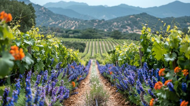 Photo vignoble biologique avec des pratiques biodynamiques