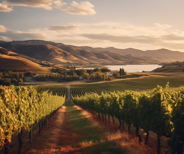 Un vignoble pittoresque avec des raisins mûrs et roulants