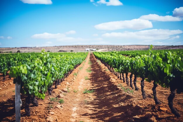 Vignoble pittoresque avec des rangées de vignes