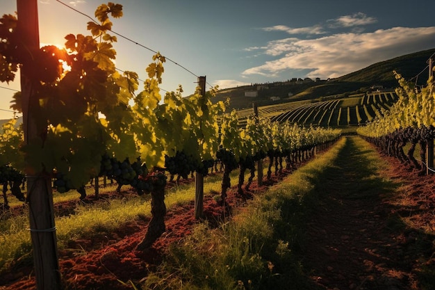 un vignoble avec des vignes et des vignes en arrière-plan