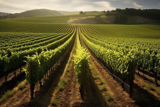 un vignoble avec une vue