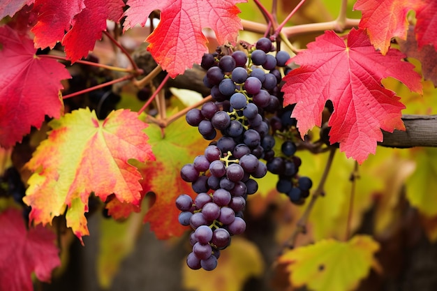 Vignobles au feuillage d'automne