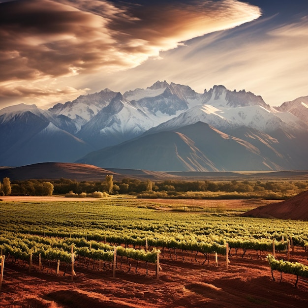Les vignobles de Mendoza, en Argentine, et les Andes