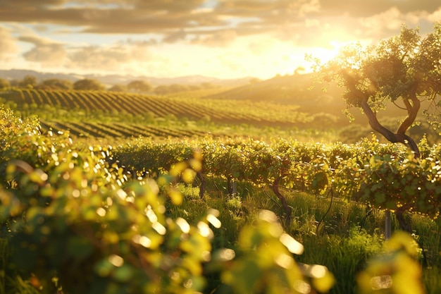 Des vignobles pittoresques au soleil doré