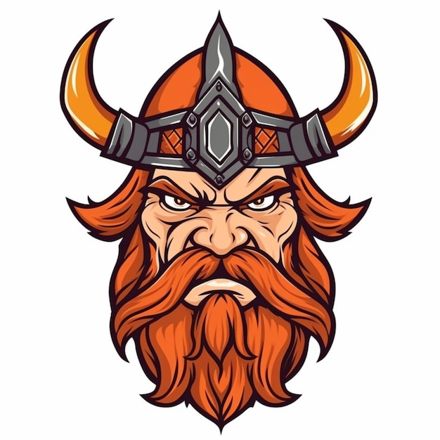 Un viking de dessin animé avec une barbe et un casque à cornes ai génératif