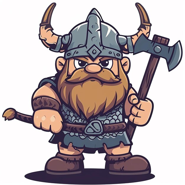 Un viking de dessin animé avec une barbe et un marteau