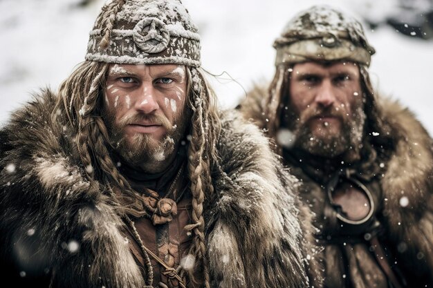 Photo les vikings en hiver dans la guerre scandinave