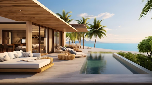 Villa d'élégance au bord de l'océan avec des matériaux organiques et des vues panoramiques
