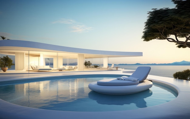 Photo villa de luxe moderne rendu 3d d'un projet d'architecture immobilière avec piscine
