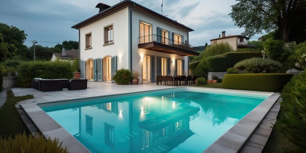 Villa de luxe en pierre classique mise à jour avec piscine et jardin générative ai