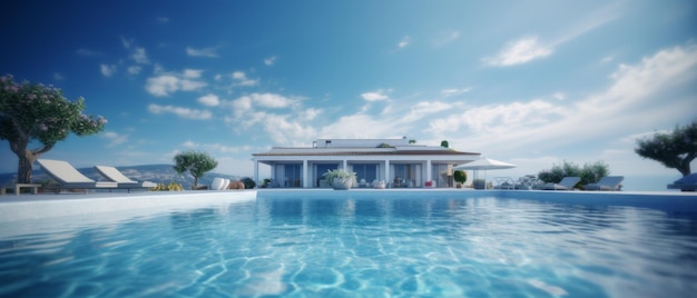 Villa de luxe avec piscine à l'infini IA générative