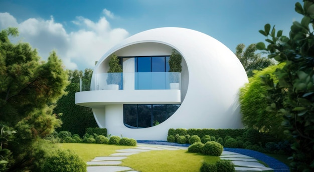 Villa moderne blanche de luxe spectaculaire design contemporain art numérique immobilier maison maison