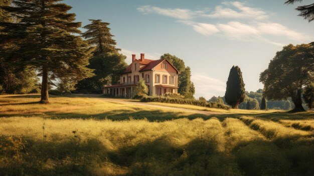 Une villa sur une prairie