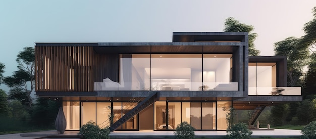 Villa résidentielle 3D construisant une propriété immobilière haut de gamme