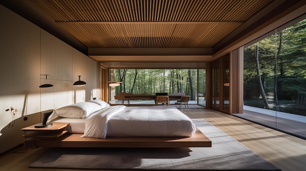 Villa style japonais Kengo Kuma bois chambre 4