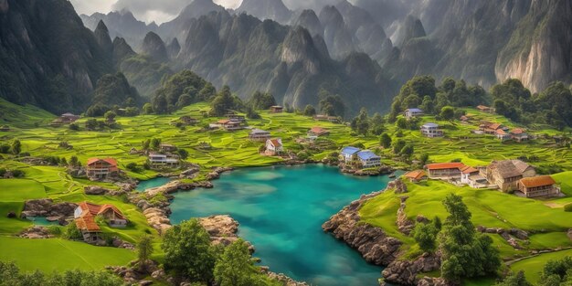 Un village dans les montagnes du Vietnam