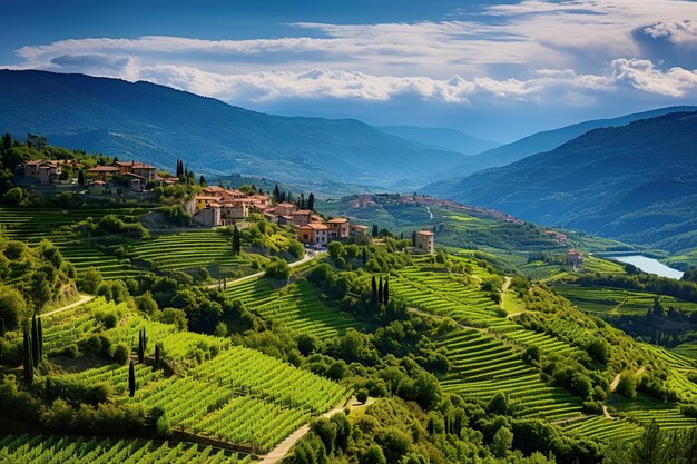 village dans les montagnes génératif Ai