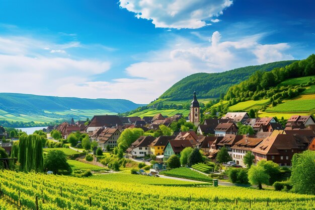 village dans les montagnes génératif Ai